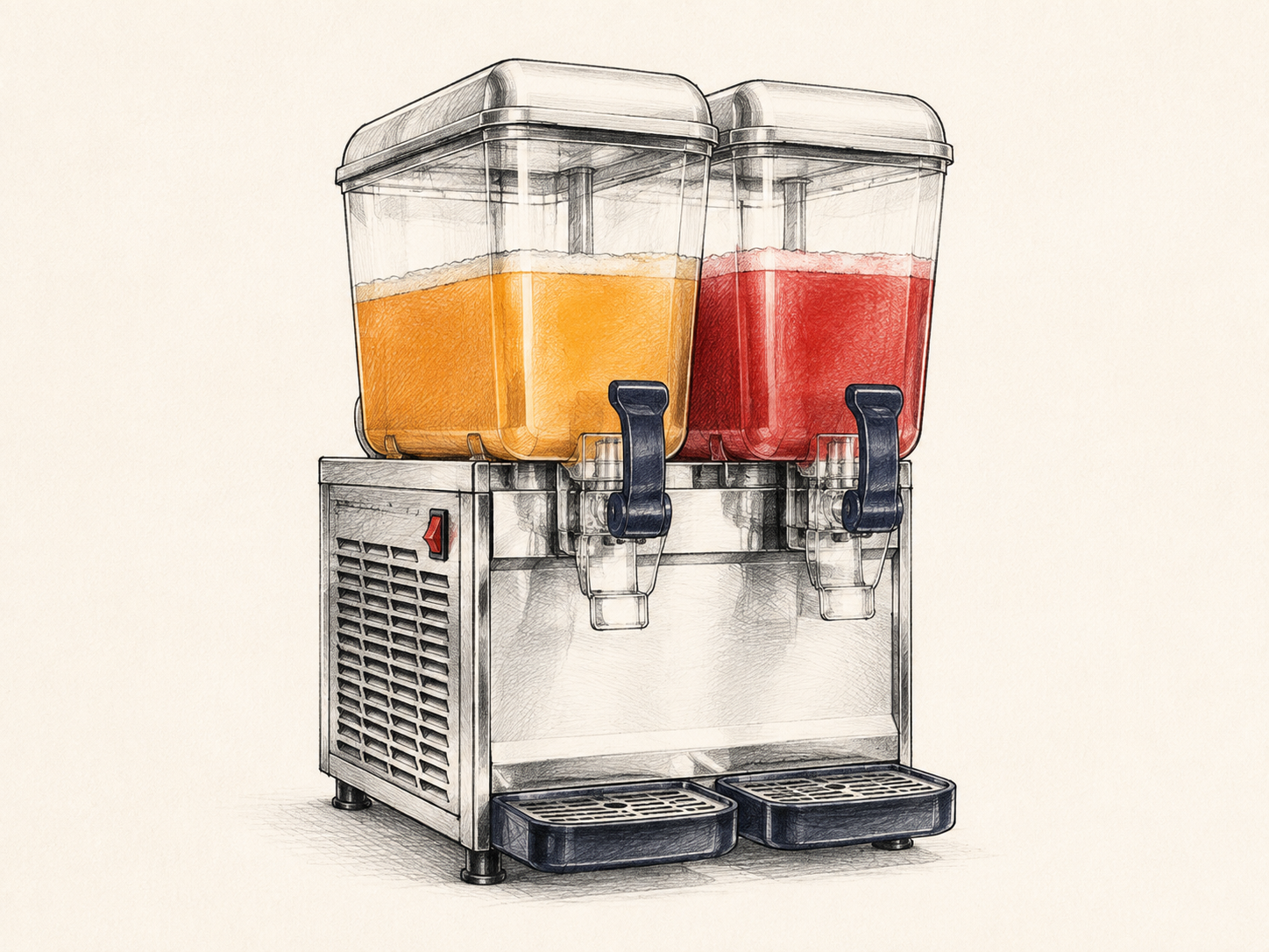 Commercial dual-tank juice dispenser