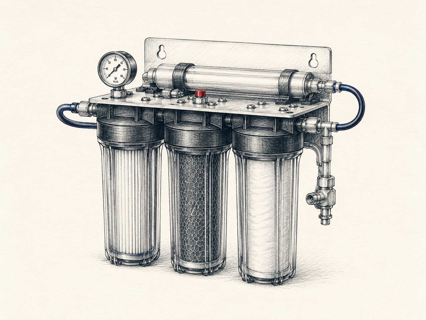 Commercial three-stage water-filtration system