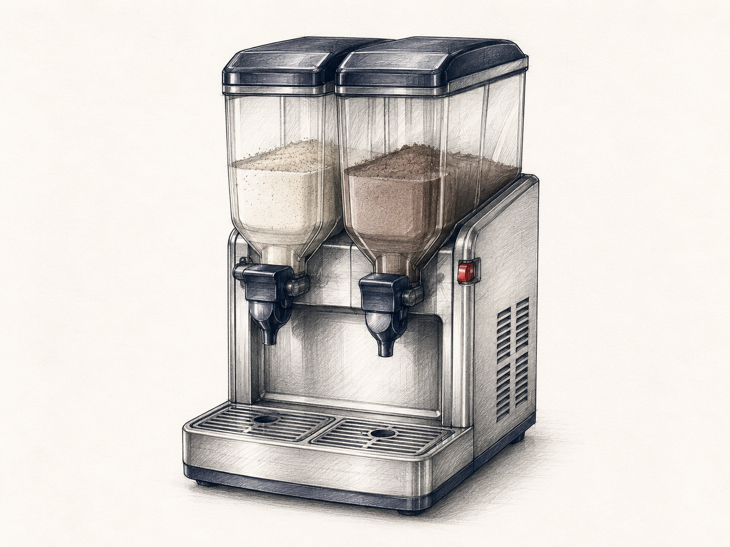Commercial cappuccino and hot-chocolate dispenser
